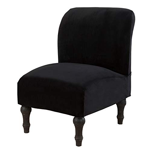 Armless accent chair covers velvet stretch soft slipcovers for sl…