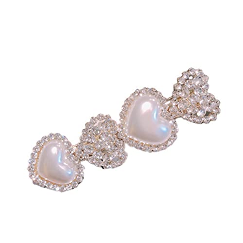 WYNDEL Hair Clip Diamond-Studded Hairpin Elegant and Sweet Crystal Edge Chuck Jewelry Bangs Word Clip Rhinestone Pearl Duck Clip Hair Accessories
