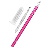 Garneck Gravur Haarstyling Stift aus Edelstahl mit 10 Klingen und Applikator Präziser Friseur Stift für Bart und Augenbrauenformung Tragbares Haartrimmer Satz für Salon Zufällige Farbe