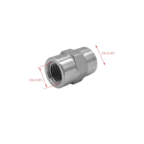 Image of (4-PACK) 5000-02-02 Hydraulic Hose Adapter Fitting 1 /8 inch Female (1 /8-27 NPTF) x 1 /8 inch Female (1 /8-27 NPTF) SAE Straight Pipe Joints Connector Carbon Steel