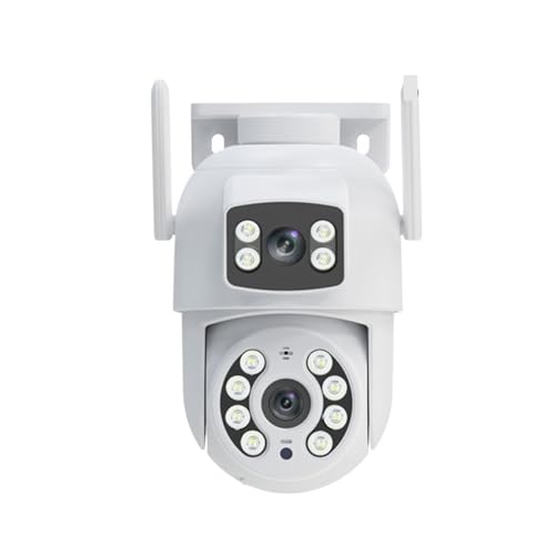 XZXXZSZ Security Camera, Cámara de vigilancia Exterior 6 MP con Doble Lente, Pantalla Dual, Seguimiento automático IA, Video IP, WiFi, PTZ, CCTV, Audio bidireccional(No Card)