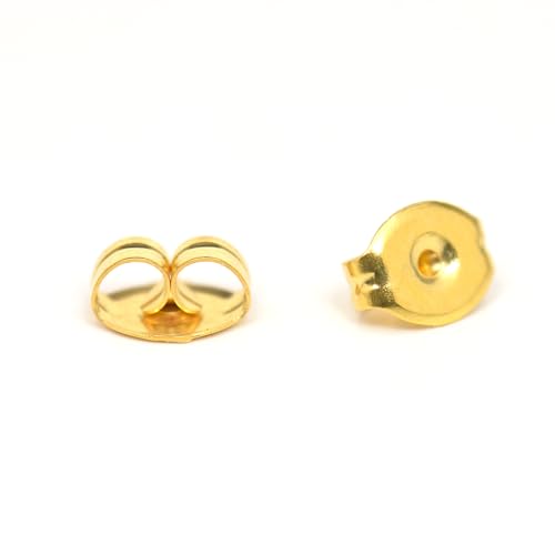 Studex Sterilized Butterfly Earring Backs – Gold Plated over Surgical Stainless Steel, Hypoallergenic Earring Backs, Extra Comfort for Heavy Earrings (Pack of 8)