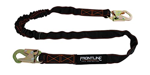 Frontline Lis61S Internal 6' Shock Absorbing Lanyard | Single Leg Lanyard Snap Hook Ends | Ansi & Osha Compliant #TOP1