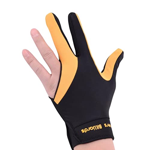 kowaku Left Bridge Hand Billiard Glove Dry for Men Women Player Skin Friendly, Yellow Black