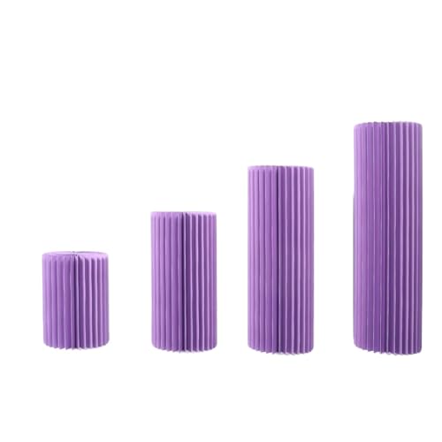 Supports cylindriques violets pour sublimer votre buffet d'anniversaire