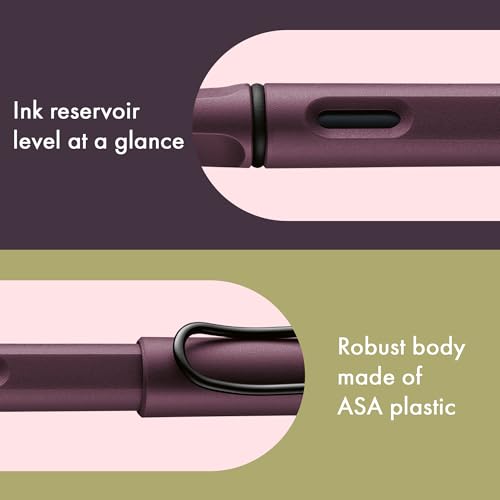 Image of Lamy Safari Scarlet Fountain Pen with Polished Steel Nib in Line Width M | Lamy Fountain pen with ergonomic grip - robust ASA plastic - incl. LAMY T 10 blue ink cartridge - right-handed users