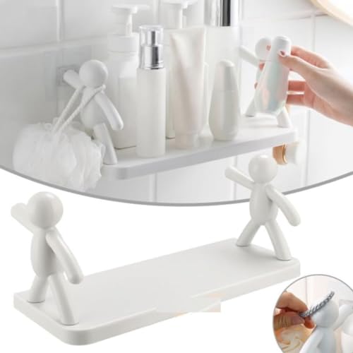 Wall Hanging Bathroom Storage Human Hook Rack Floating Wall Ledge Shelf Simple...