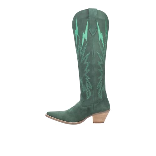 Image of Dingo Womens Thunder Road Embroidered Snip Toe Casual Boots Knee High Mid Heel 2-3 inch