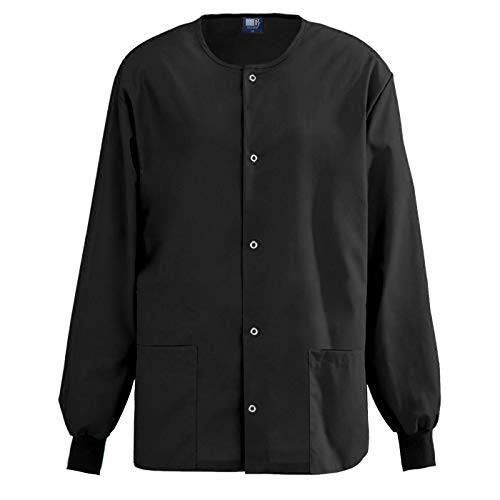 Medgear Women's Scrub Jacket with Snap Front (Black, X-Small)