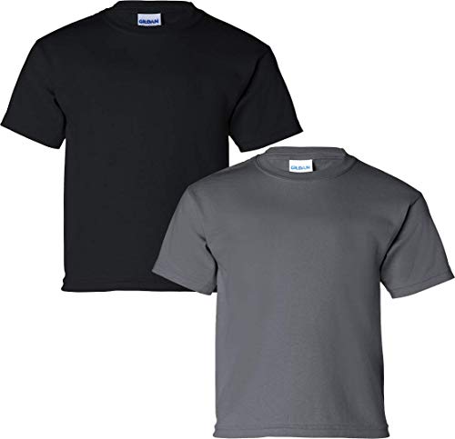 T-shirt coton enfant Gildan lot de 2 noir anthracite taille L pour le quotidien