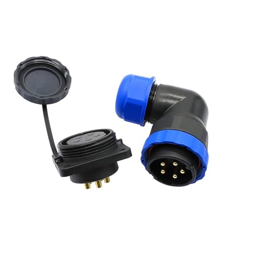 Conector impermeable SP28 codo 90 grados con brida e instalación IP68 de 16 pines 4