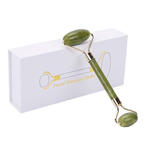 Loveliome Green Jade Roller for Face, Facial Eye Neck Face Massager for Skin Lift Crystal Tool Reduce Wrinkles Aging