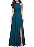 WOOSEA Women's High Neck Sleeveless A-Line Split Evening Cocktail Long Dress
