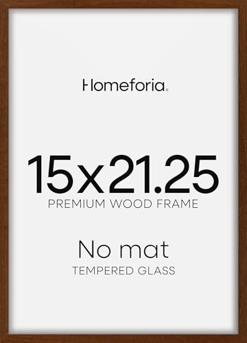 Image of Homeforia 15x21.25 Puzzle Frame Brown, High End Dark Oak 15 x 21.25 Picture Frame Wood without Mat, 21.25x15 Wooden Walnut Poster Frames for Wall, 15 by 21.25 Frame, Tempered Glass, Wall Kit, Set of 3