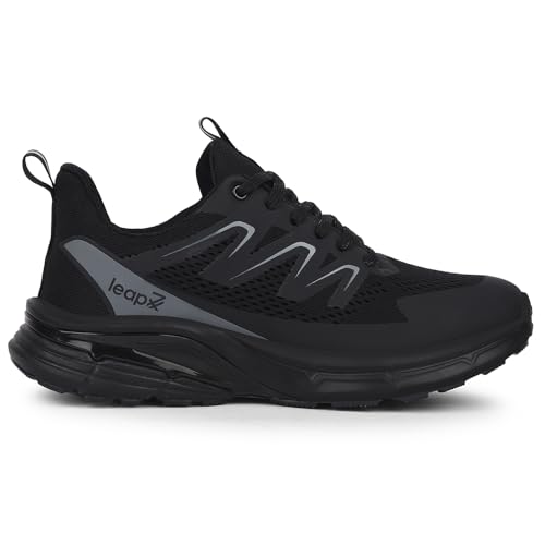 Image of Liberty Leap7x MEKSHAW-1E Lacing Sports Running Shoes for Men - Black & Blue | Comfortable and Durable Lace-Up Closure - Suitable for Lacing Walking, Gym, Jogging Shoes for Gents - Cushioned Footbed