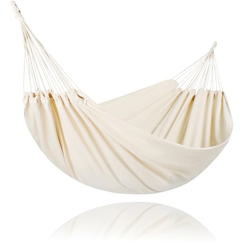 SUNCREAT Camping 2 Person Canvas Hammock, Double Travel Hammock, 475 lbs Capacity, Natural
