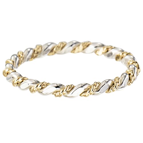 LUKRAY Braided Stacking Ring | Silver and Gold Statement Ring | S925 Sterling Silver and 14k Gold-Filled for Women | Simple and Elegant | Waterproof Everyday Wear | Stacking Ring (3)