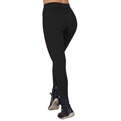 Calça Legging Fitness Dily Com Tule Tamanho:M;Cor:Preto;Gênero:Mulher