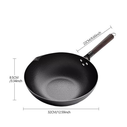 Wok de hierro 12.60 pulgadas con mango de madera miniatura 6