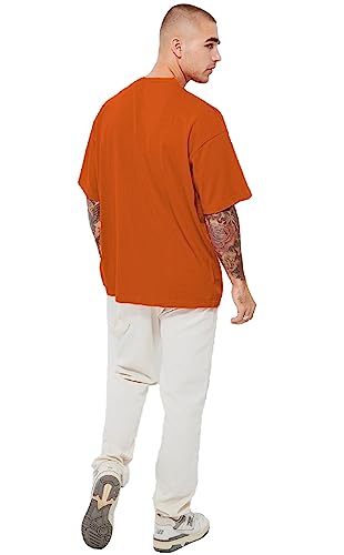Image of LEOTUDE Men's Cottonblend Oversized Half Sleeve Round Neck Regular Fit T-shirt
