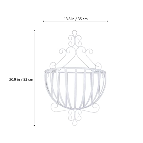 Operitacx Wall Hanging Planter Basket Wall White Wire Plant Holder Half Round Planter Wall Plant Hanger For Balcony Garden Porch Decoration #TOP2