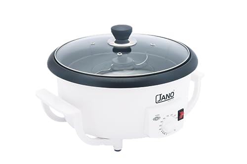 محمصة قهوة كهربائية بغطاء زجاجي من جانو، غير لاصقة، ابيض، 90653، ضمان لمدة عامين