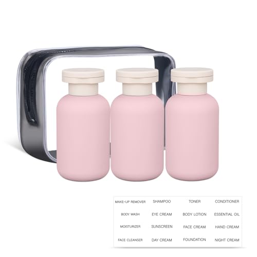 Image of ASEVAT 3.4 oz Plastic Squeeze Bottle for Lotion, Plastic Empty Shampoo Conditioner Container, Plastic Travel Size Toiletries Bottles for Shampoo, Lotion, Cream and Liquids (3 Pcs)