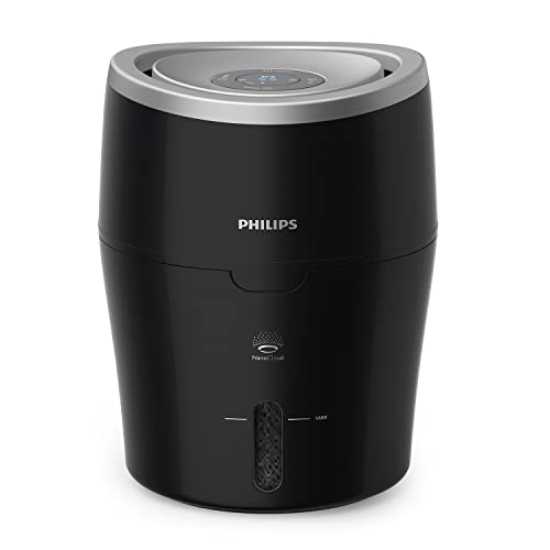 Philips Luftbefeuchter HU4814/10 (bis zu 40 m², hygienische NanoCloud-Technologie, leiser Nachtmodus, Automodus, 2 Liter Wasserbehälter) schwarz