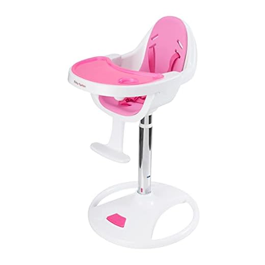 Moby-System Trona para Niños | Trona para Bebé con Mesa de Comedor | desde 6 Meses hasta 3 Años | Altura Fácilmente Ajustable y Asiento Giratorio de 180º | Reposapiés, Rosa