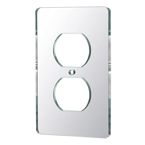 Mirror Light Switch Plates Double hole Outlet 4.72 X 2.91 Switch Light Cover Durable Wall Plates Outlet Covers Acrylic Mirrored Decorative (Double hole Outlet)