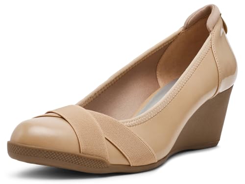Anne Klein Women's Timeout Wedge Heel Pump, Biscotti Nude, 8.5