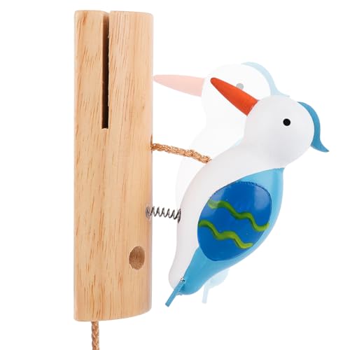 Ciphuoly Timbre de Puerta de Madera con Pájaro Carpintero | Timbre Decorativo Infantil con Campana | Decoración de Madera Natural para Casa del Árbol, Habitación Infantil | Idea de Regalo Original