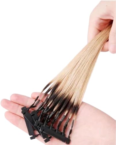 6D Hair Extensions Human Hair 1nd Generation No-Trace 6d Hair Extension Machine Kit - 100% 6D Real Human Hair for Women Girls 1 Rows of 10 Bundles