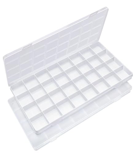 Image of Eppingwin 32 Grids Bead Organizer, Craft Organizers and Storage, Acrylic Organizers, Plastic Bead Organizer Box for Crafts Organizing Storing (2 Pack)