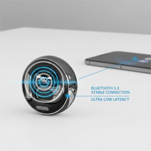 Image of Nyxo K03 Open Ear Wireless Earbuds with LED Display, Bluetooth 5.3 Clip-On Earphones, Pain-Free Design, HiFi Sound, Lightweight Sports Headphones with Charging Case for Calls, Music & Workout (Black)