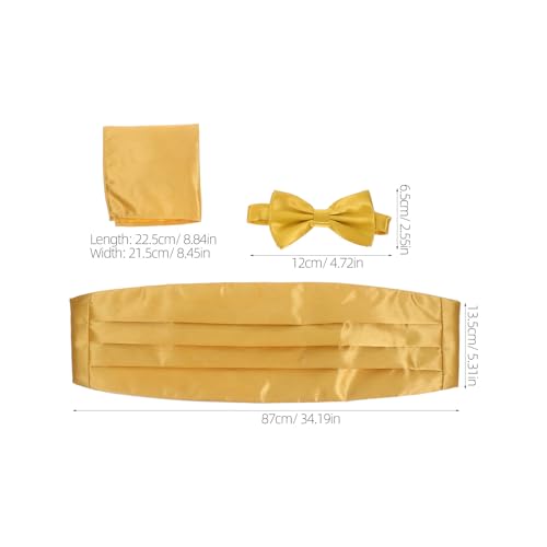 Set formal para hombre con corbatín, fajín y pañuelo dorado miniatura 2