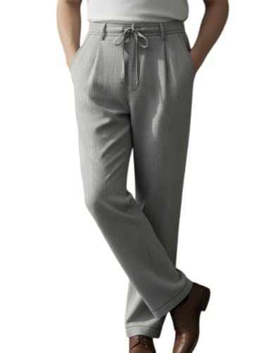 Image of Rigo Men Linen Straight Fit Korean Pants | Cotton Linen Regular Size Casual Trousers
