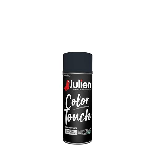 Julien Peinture Aérosol Intérieure et Extérieure Color Touch en Phase Aqueuse - Noir Satin - 400ml