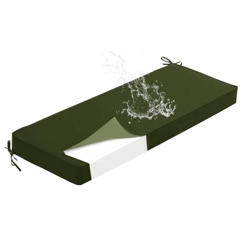 PTKG Cojin Banco Exterior Grosor 5 cm Cojines para Sofa Espuma Alta Densidad Cojines Sillas Comedor con Funda Desmontable Cojin Palet para Muebles,Ventana,Patio,Silla Larga,Grün,100x60x5cm