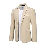Men's Suit Jacket One Button Slim Fit Sport Coat Business Daily Blazer, 3- Khaki, Large