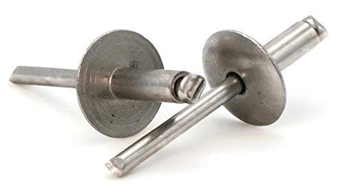 Stainless Steel Pop Rivets 3/16 Diameter (#6) Large Flange Blind Rivets 6-8Lf, 3/16" X 1/2" Grip (0.376-0.500) Qty 100 #TOP2