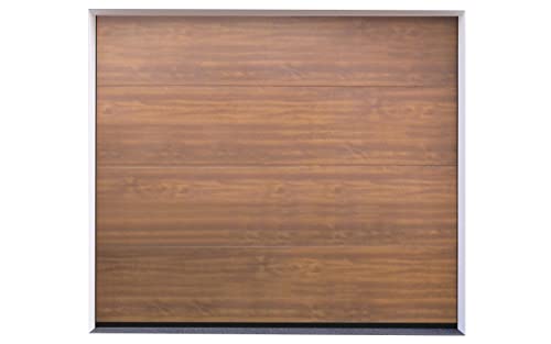 Doorhan Porte de garage sectionnelle avec entraînement | Lisse finition | Sans nervures design | beaucoup de dimensions et de couleurs (Golden Oak, Largeur 3500 mm x Hauteur 2280 mm)