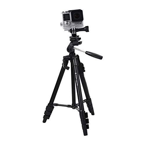 Fotopro X1 - Treppiede compatto DIGI-3400 4 sezioni rotula a 3 assi con adattatore per smartphone (SJ-85) e adattatore fotocamera d'azione (GA-1)