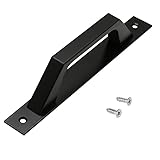 Tool Part for Barn Door Handle Screws Set Heavy Duty Black Iron Hot Bed Sliding Gate Shed Garage Pull for Home Decoration Harare Accessories - (Color: Black with Base)