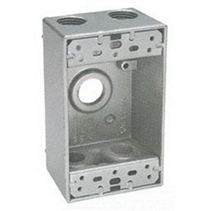 BWF/Teddico DB-75V Deep One Gang Weatherproof Outlet Box with 3 Threaded 3/4 In Outlets Gray,