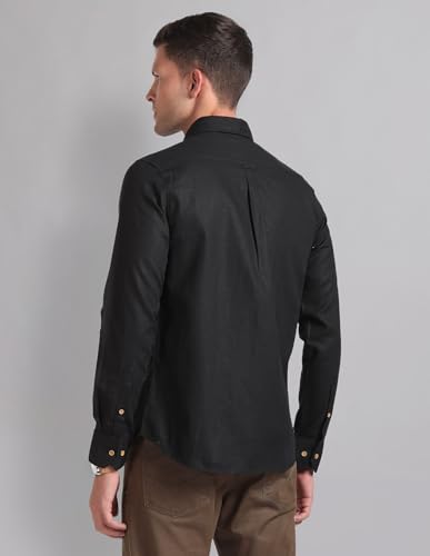 Image of AD by Arvind Cotton Linen Slim Fit Shirt