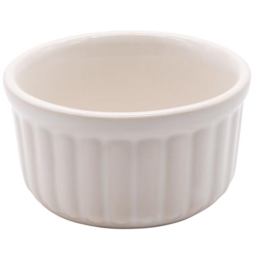Santo 06578 Banko Ware Oven-Safe Souffle Cocotte Plate, White Vertical Bar Diameter Approx. 3.5 inches (9 cm), Microwave Safe