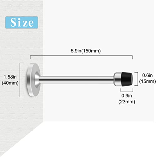 Door Stoppers 6 Inch Door Stops Heavy Duty Rustproof Stainless Steel Screw-In Door Holder With Babyproof Black Rubber Bumper Tips - Protects Your Walls - Long Door Stop Silver 1 Pack #TOP1