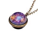 Luminous Pendant Double Sided Glass Planet Glow in The Dark Pendant Necklace