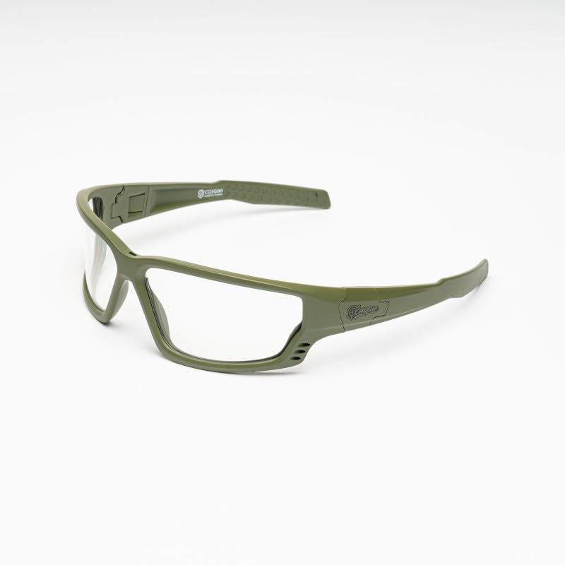 Genérico Conquer Eyewear Zypher, Gafas de Protección Tácticas, Montura Tan, Lentes Transparentes, CQSG001-RGT